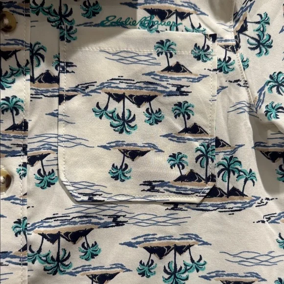 Eddie Bauer Kids Tropical Print Shirt - White and Blue - Picture 3 of 4